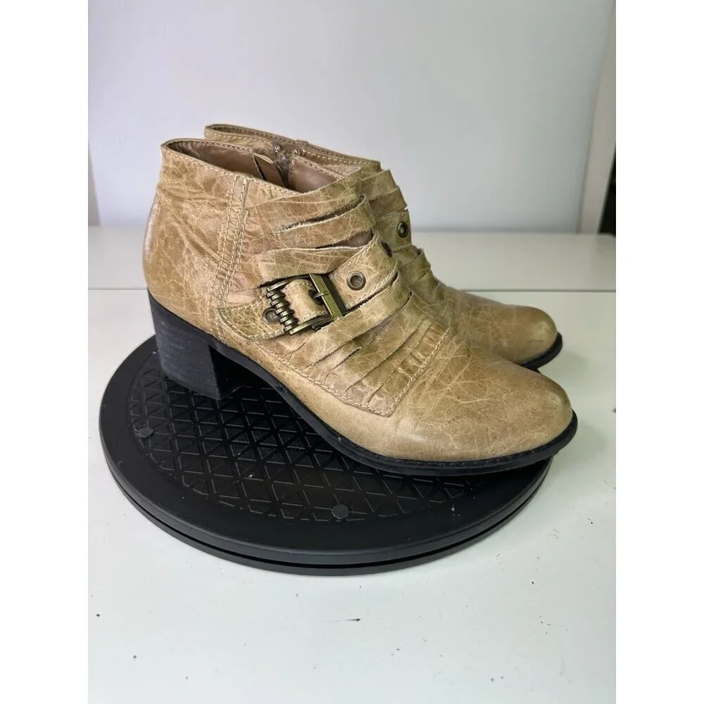 Two Lips Brown Leather Women’s Ankle Boots Sz 10M